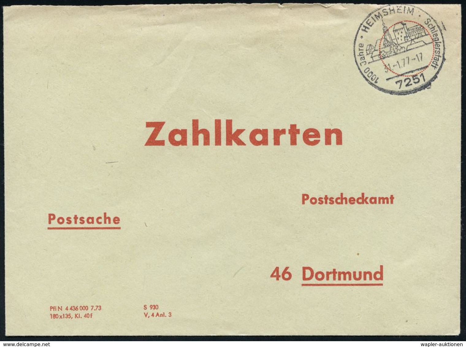 DEUTSCHE GESCHICHTE: VON DER VÖLKERWANDERUNG BIS ZUR NEUZEIT (17. JHDT.) : 7251 HEIMSHEIM/ 1000 Jahre/ Schleglerstadt 19 - Sonstige & Ohne Zuordnung