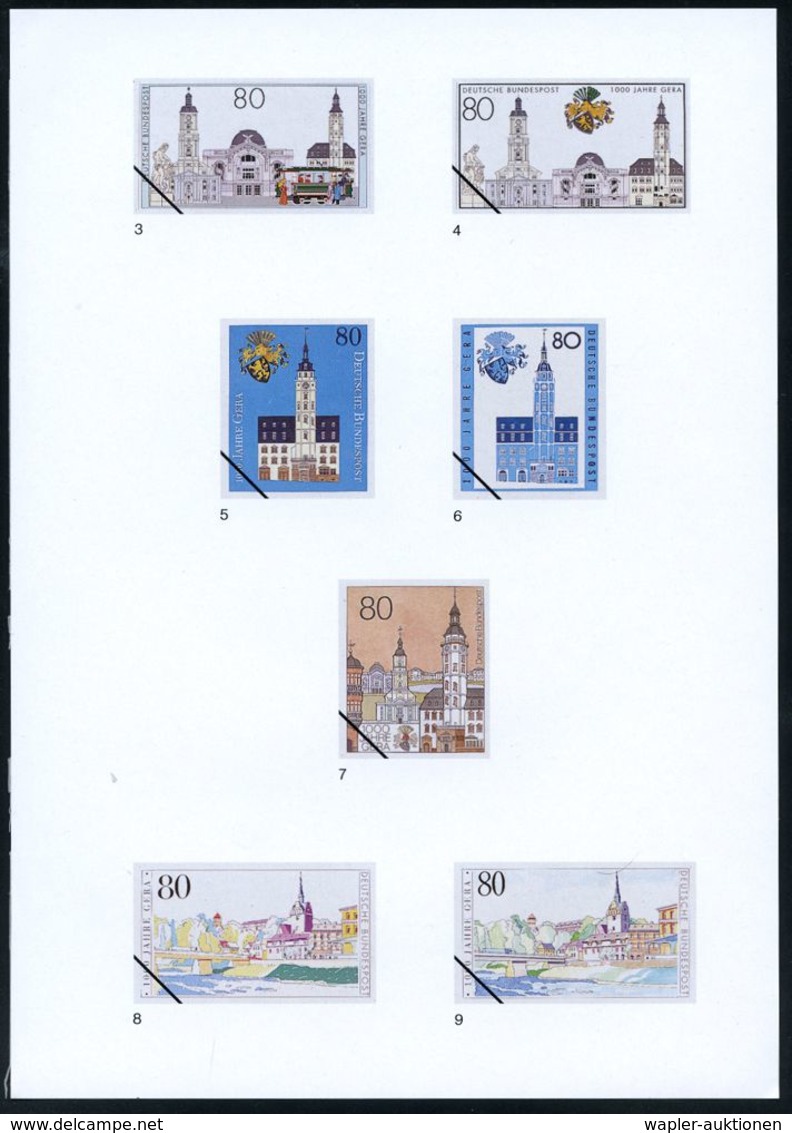 DEUTSCHE STÄDTE-JUBILÄEN : Gera 1995 (Jan.) 80 Pf. "1000 J. Gera", 16 Verschied Color-Alternativ-Entwürfe Der Bundesdruc - Other & Unclassified