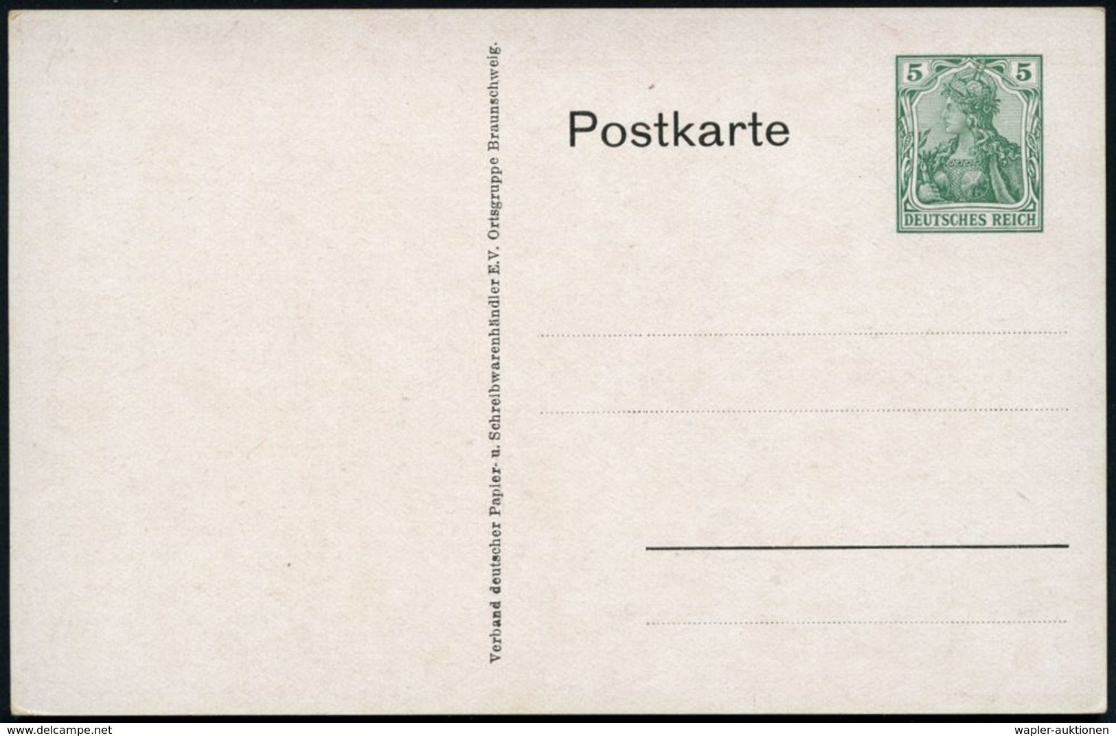 HEINRICH DER LÖWE / FRIEDRICH I. BARBAROSSA : Braunschweig 1914 (Aug.) PP 5 Pf. Germania: Dem Alten Welfenstamm/ Ein Neu - Sonstige & Ohne Zuordnung