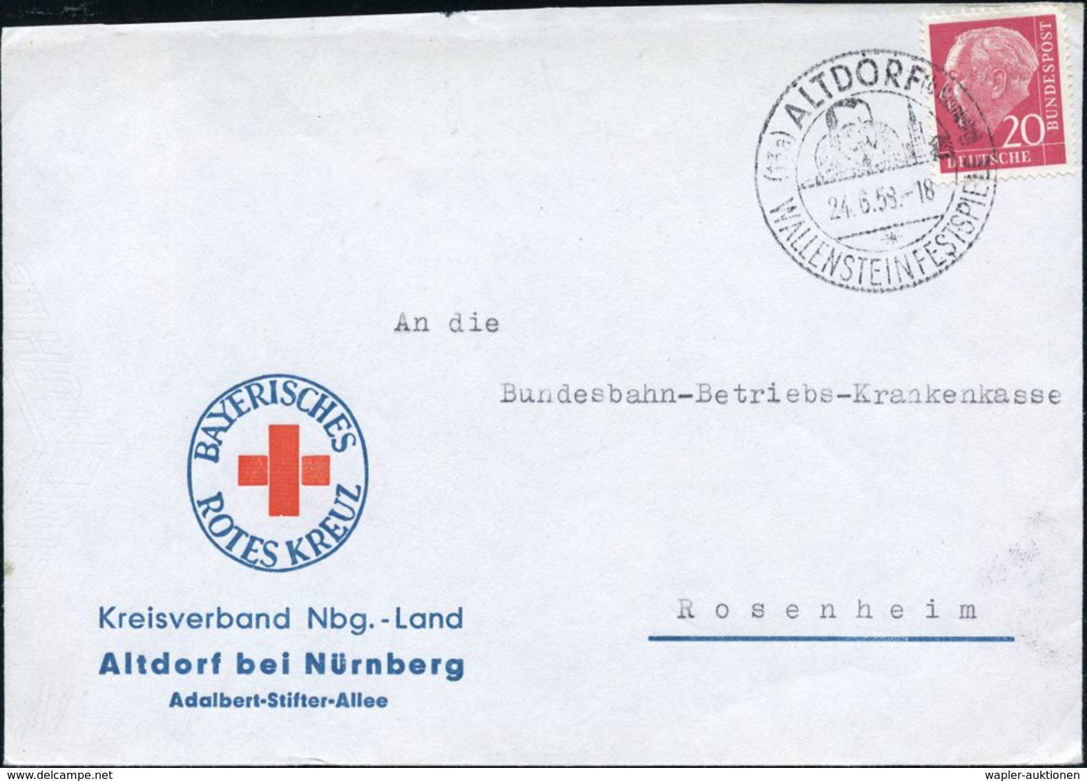 DER 30-JÄHRIGE KRIEG 1618 - 1648 : (13a) ALTDORF (b Nürnberg)/ WALLENSTEINFESTSPIELE 1950 (29.7.) Seltener HWSt = Kopfbi - Autres & Non Classés