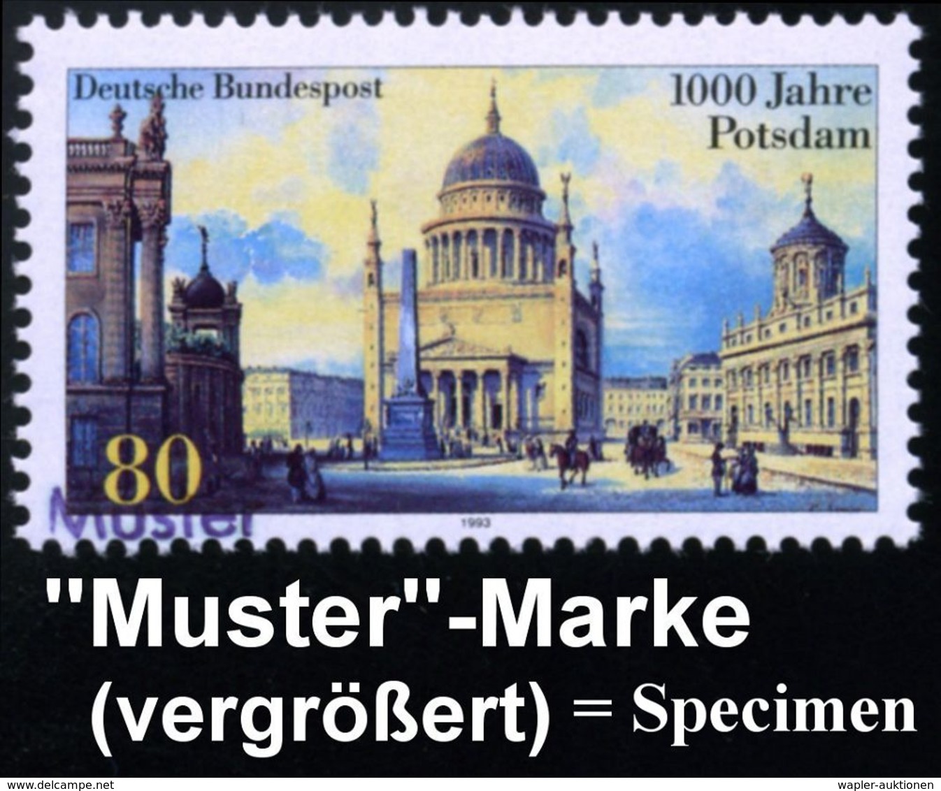 DEUTSCHE GESCHICHTE: PREUSSEN : B.R.D. 1993 (17.6.) 80 Pf. "1000 Jahre Potsdam" Mit Amtl. Handstempel  "M U S T E R" = A - Sonstige & Ohne Zuordnung