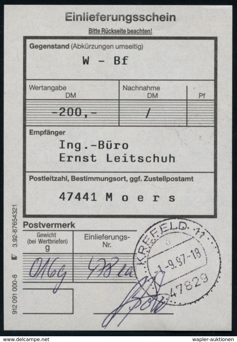 DEUTSCHE GESCHICHTE: PREUSSEN : B.R.D. 1997 (1.9.) ATM 1110 Pf. "Schloß Sanssouci", EF , Klar Gest. + Rosa Selbstklebe-V - Autres & Non Classés