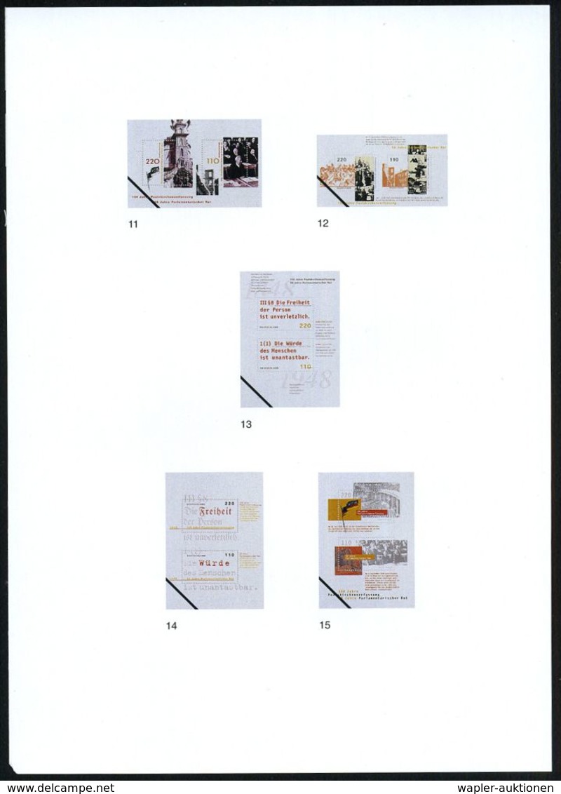 BÜRGERLICHE REVOLUTION 1848 : B.R.D. 1998 (März) 110 Pf. + 220 Pf. "150 Jahre Paulskirchenverfassung" U. "50 Jahre Parla - Sonstige & Ohne Zuordnung