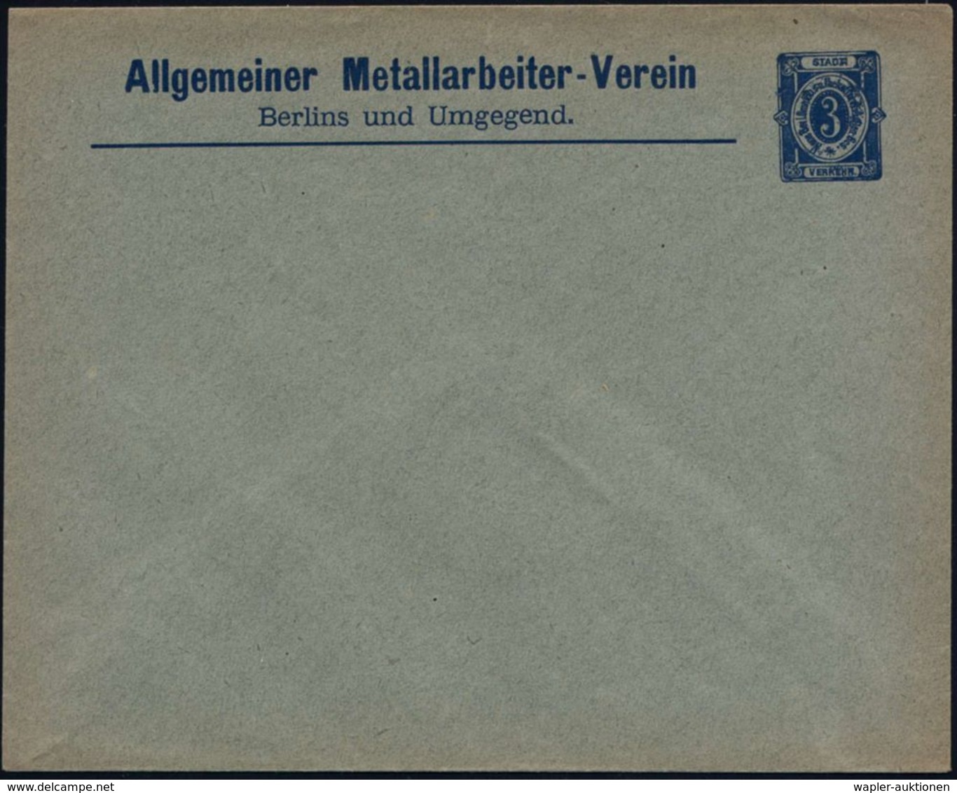 ARBEITERBEWEGUNG 1848-1933 : Berlin 1890 "Neue Berliner Omnibus- & Packetfahrt AG" Privatpost-U 3 Pf. Ziffer, Blau: Allg - Sonstige & Ohne Zuordnung