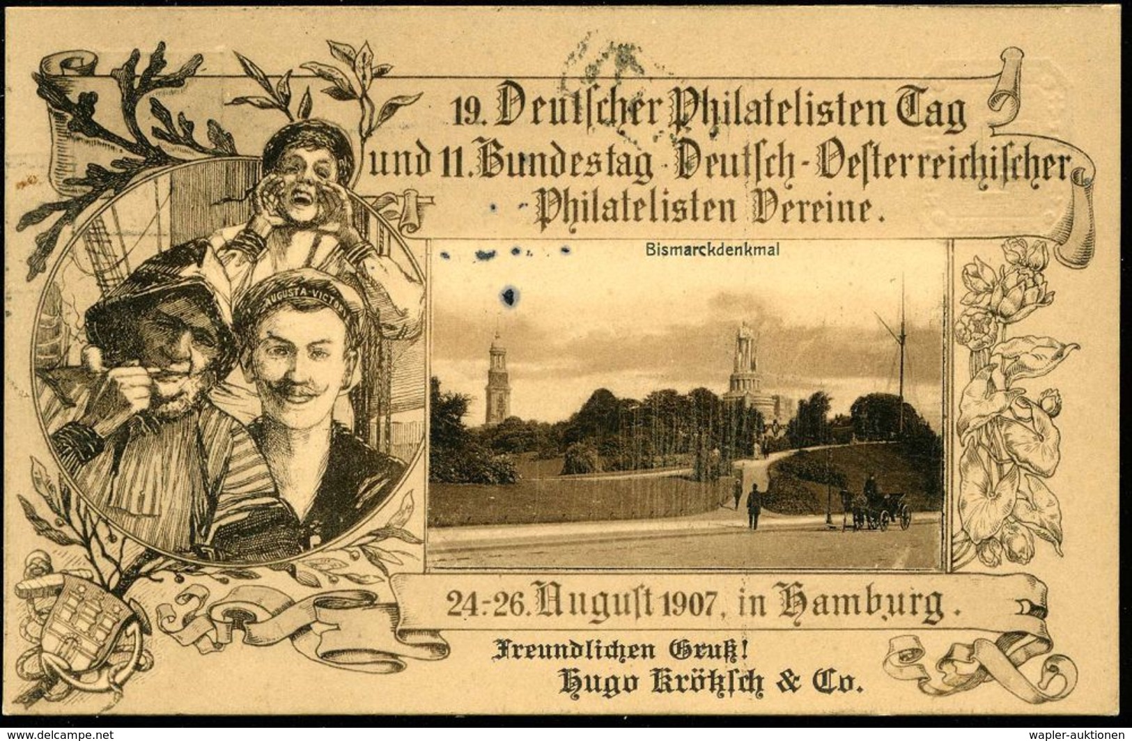OTTO VON BISMARCK (1815 - 1898) : HAMBURG/ XIX./ DEUTSCHER/ PHILATEL.TAG/ ** 1907 (24.8.) SSt + 4 Linien Auf PP 5 Pf. Ge - Sonstige & Ohne Zuordnung