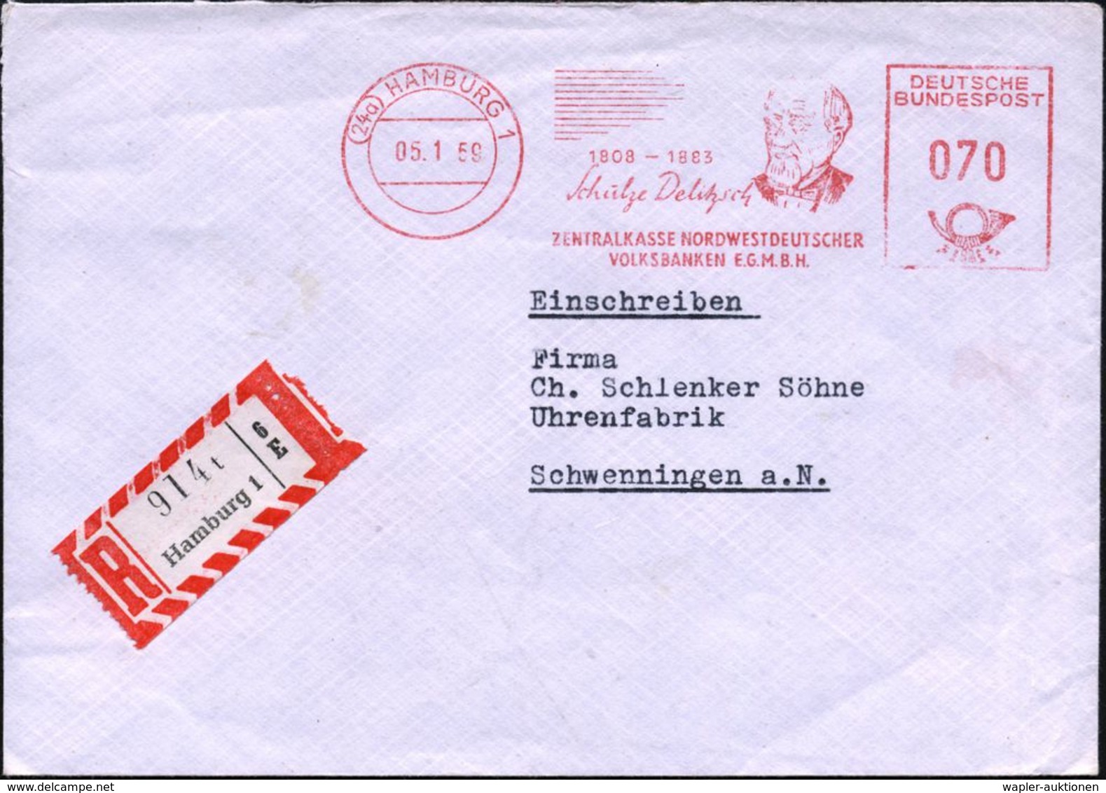 GENOSSENSCHAFTS-BEWEGUNG / RAIFFEISEN : (24a) HAMBURG 1/ 1808-1883/ Schulze Delitzsch/ ZENTRALKASSE NORDWESTDT./ VOLKSBA - Sonstige & Ohne Zuordnung