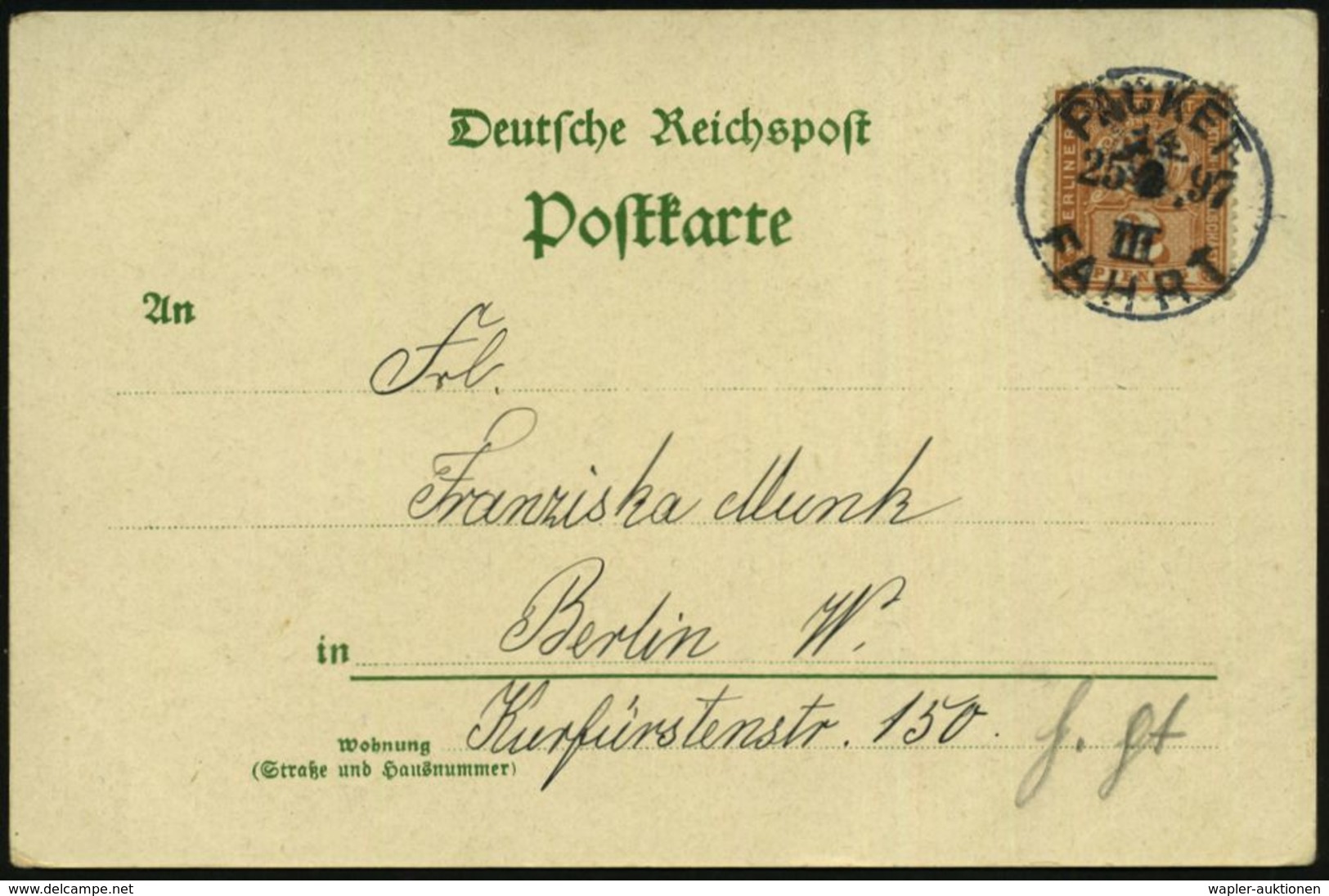 DEUTSCHE GESCHICHTE 1871 - 1914 : Berlin 1897 (25.8.) 2 Pf. "Berliner Paketfahrt AG" Ziffer, Braun EF + 1K: PACKET/14/II - Sonstige & Ohne Zuordnung