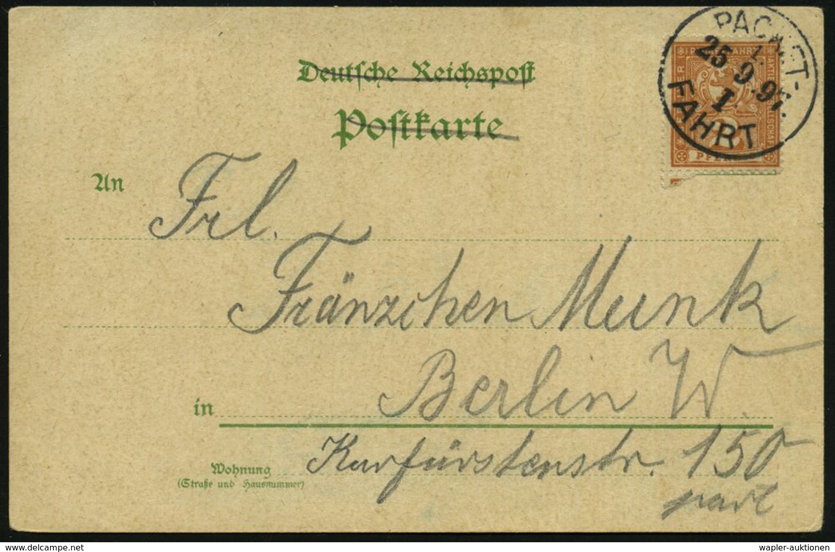 DEUTSCHE GESCHICHTE 1871 - 1914 : Berlin 1897 (25.9.) 2 Pf. "Berliner Paketfahrt AG" Ziffer, Braun EF + 1K: PACKET/1./I. - Other & Unclassified