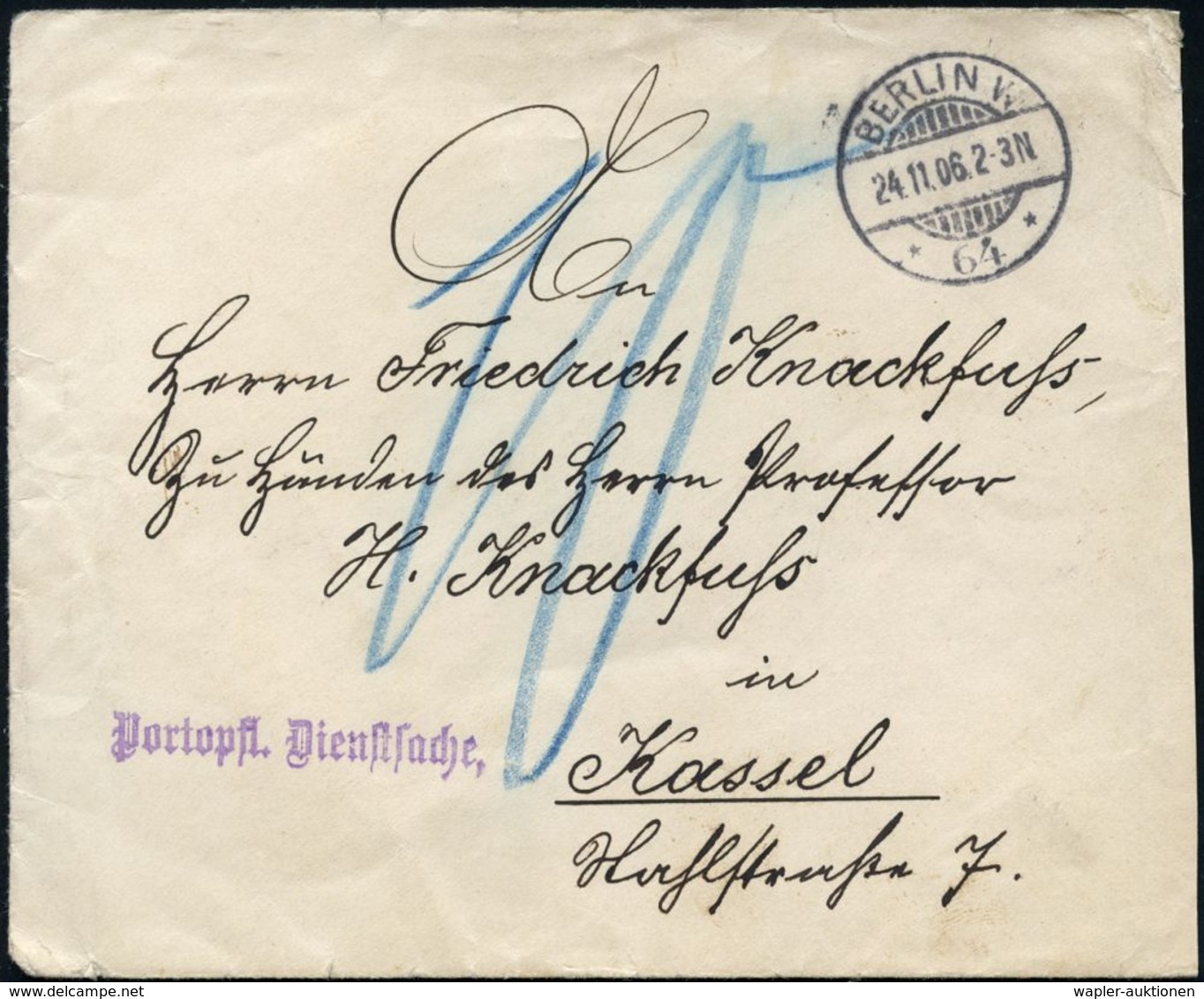 DEUTSCHE GESCHICHTE 1871 - 1914 : BERLIN W/ *64* 1906 (24.11.) 1K-Gitter + Rs. Siegeloblate: KGL. PREUSS. HEROLDS-AMT Au - Other & Unclassified