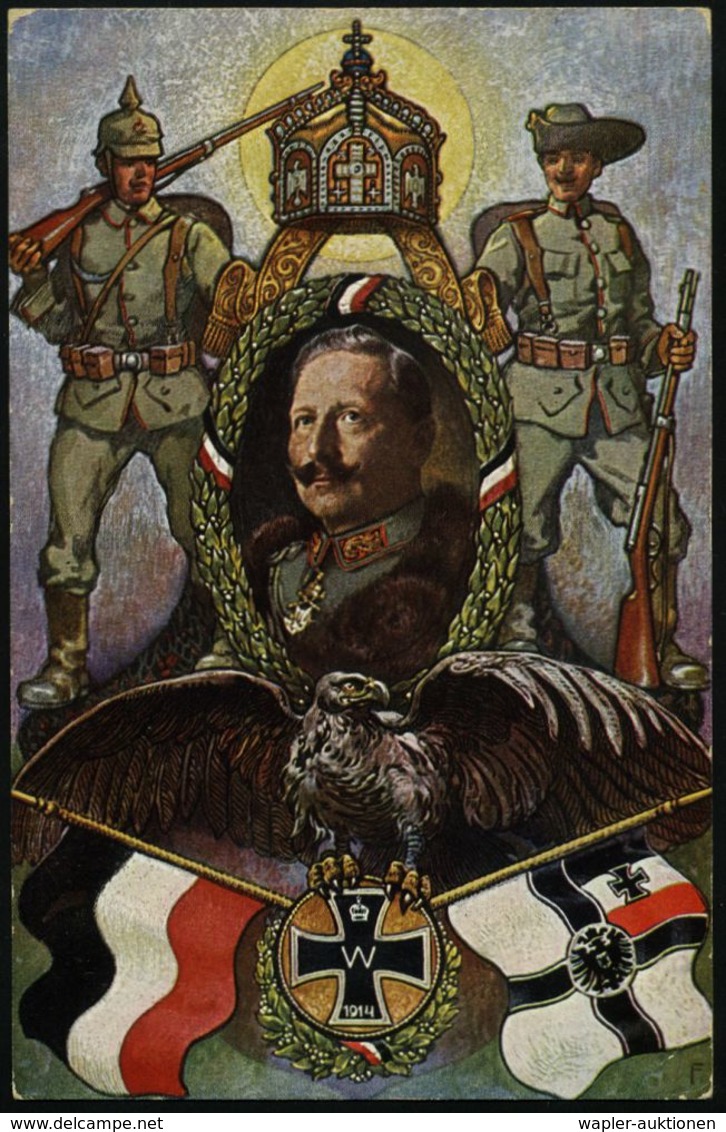 DIE REGENTSCHAFT WILHELMS II. 1888 - 1918 : WEIZENRODAU/ ** 1915 (25.5.) 1K Auf Color-Propaganda-Spenden-Ak.: Kolonialkr - Autres & Non Classés