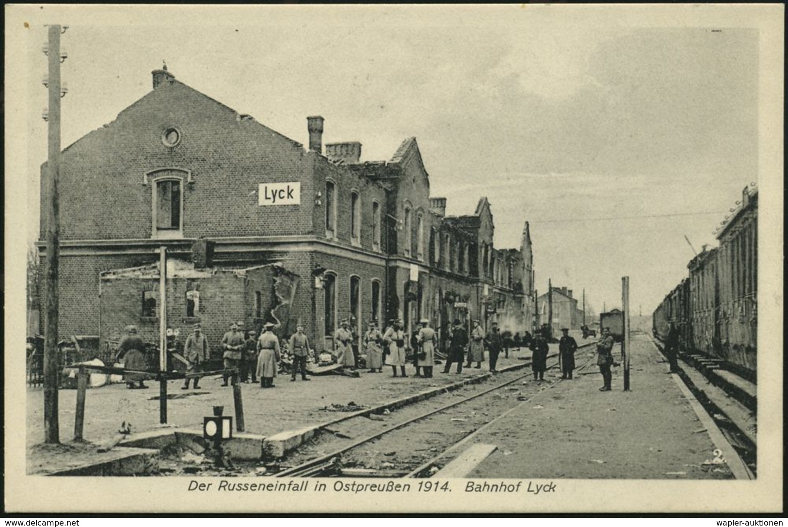 I. WELTKRIEG 1914 - 18 (siehe Auch: FELDPOST) : LYCK/ **h 1916 (19.12.) 1K-Brücke Auf S/w.-Foto-Ak.: Der Russeneinfall I - Guerre Mondiale (Première)