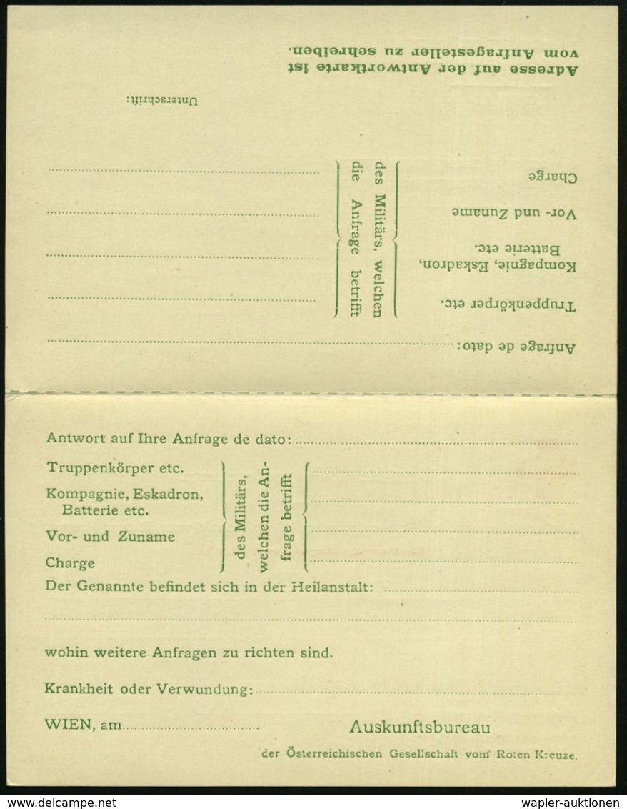 I. WELTKRIEG 1914 - 18 (siehe Auch: FELDPOST) : ÖSTERREICH 1914 Inland-P. 5 H. KFJ Jubil., Grün: Auskunftsbureau Der Öst - Guerre Mondiale (Première)