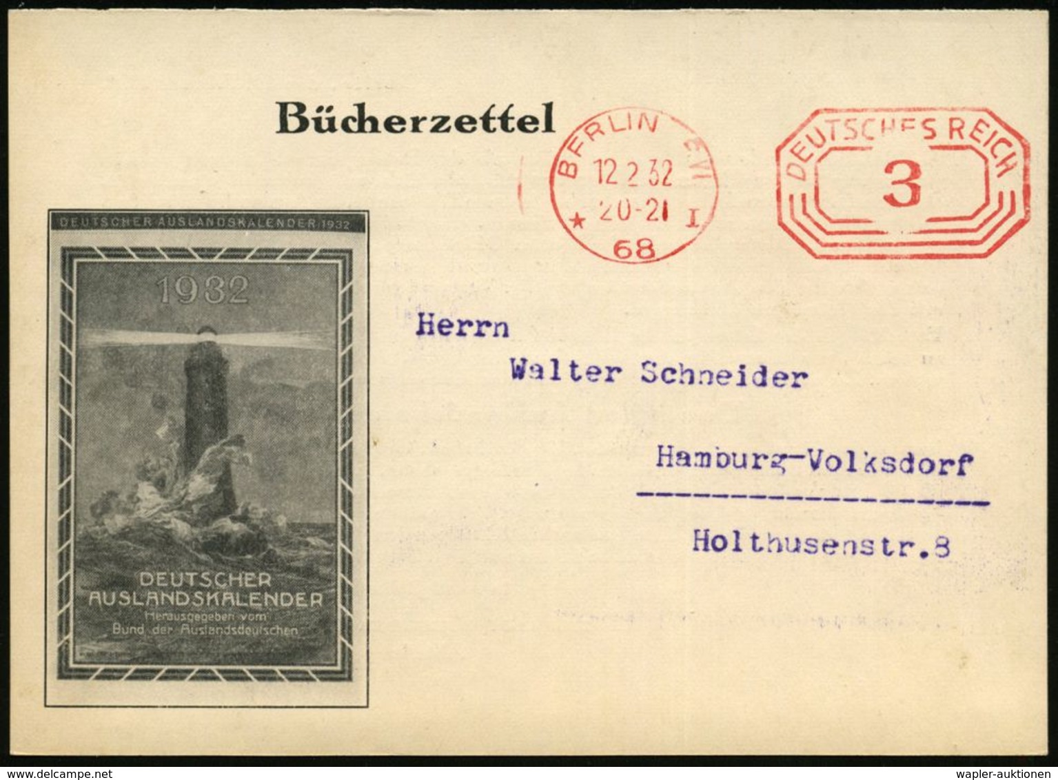 WEIMARER REPUBLIK 1919 - 1932/33 : Berlin SW 68 1927/32 Vordr.-Bf.: Deutscher Kolonialverein, Gesellschaft Für Nationale - Autres & Non Classés