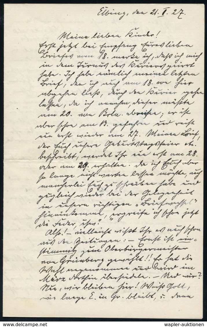 WEIMARER REPUBLIK 1919 - 1932/33 : ELBING/ *1e 1927 (21.1.) 5 Pf. U. Paar 10 Pf. Adler = 25 Pf. , Klar Gest. Ausl.-Bf. A - Autres & Non Classés