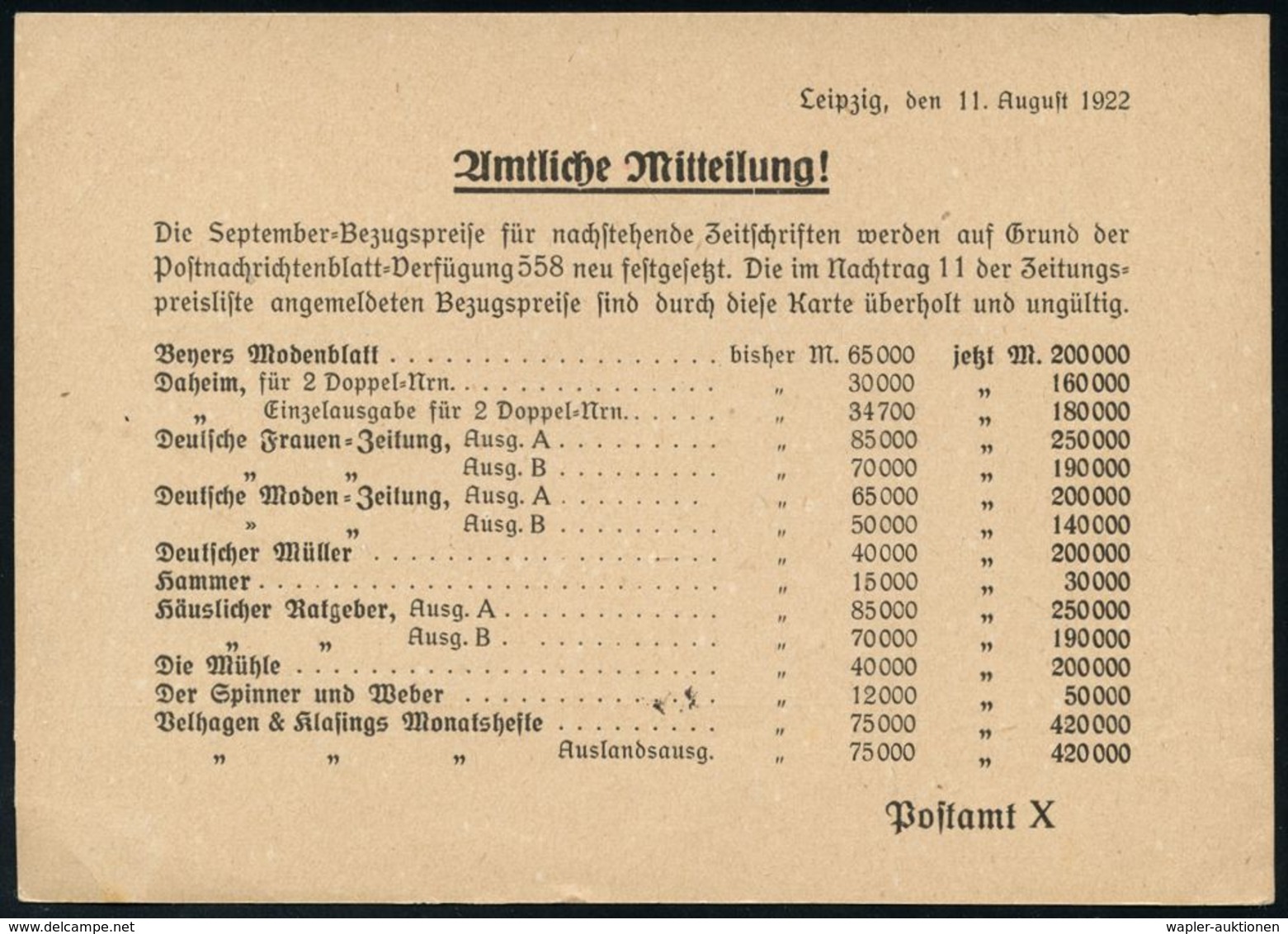 WEIMARER REPUBLIK 1919 - 1932/33 : LEIPZIG/ *2II/ DEUTSCHES REICH 1923 (11.8.) PFS Achteck 200 Mk. Auf Mitteilungskarte  - Altri & Non Classificati