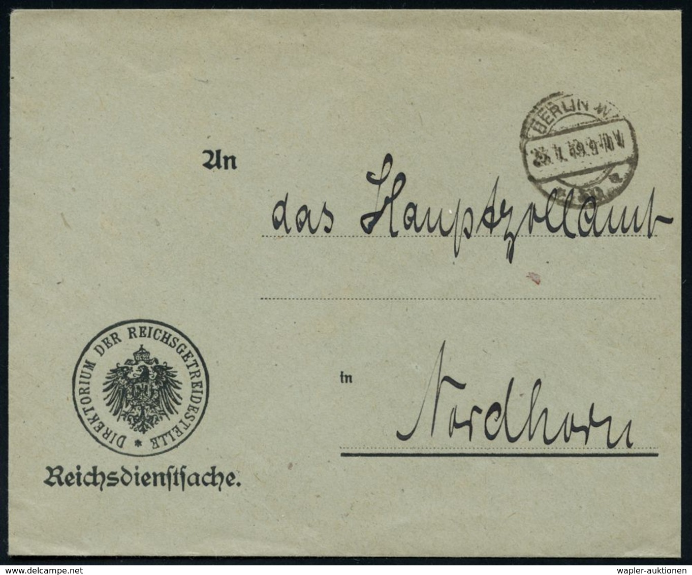 STAATL. INSTITUTIONEN DER WEIMARER REPUBLIK : BERLIN W/ *50a 1919 (23.1.) 1K-Brücke Auf Dienst-Bf.: DIREKTORIUM DER REIC - Other & Unclassified