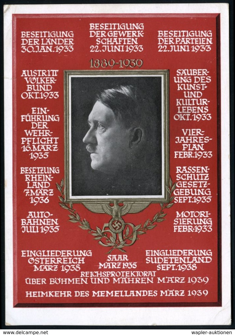 ADOLF HITLER : WIEN/ 50.Geburtstag Des Führers/ Deutsch Die Ostmark 1939 (20.4.) SSt Zum Geburtstag Hitlers (Stephansdom - Autres & Non Classés