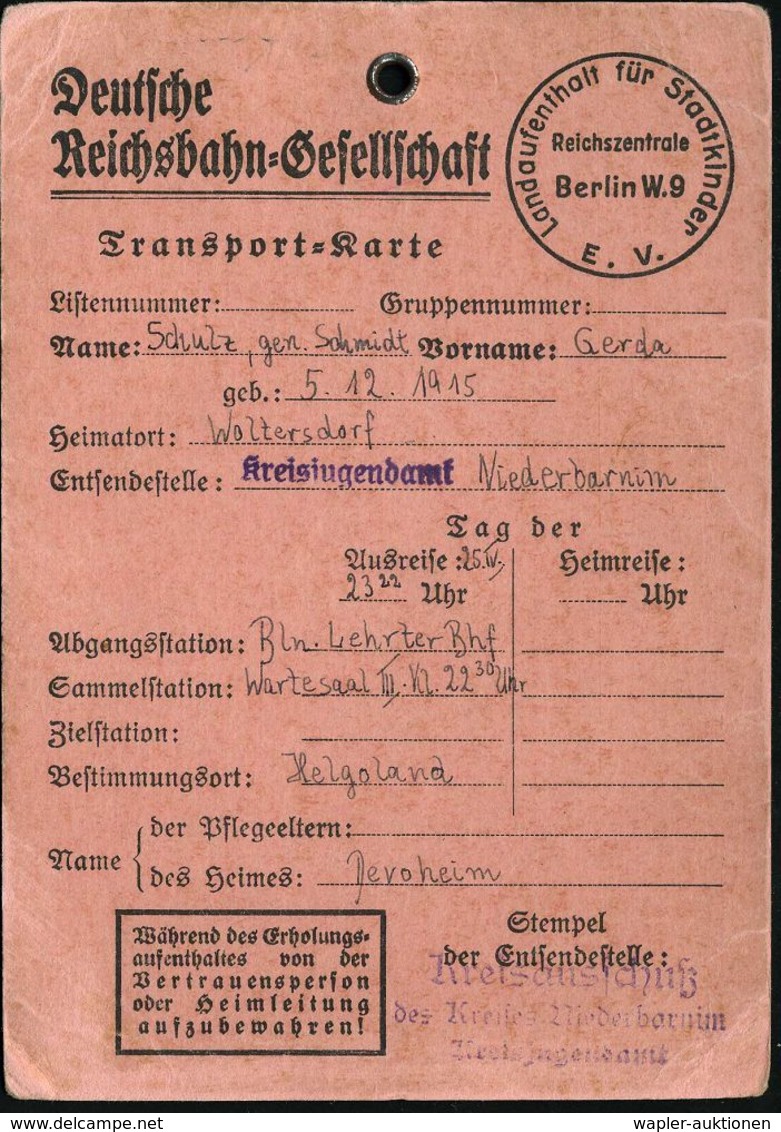 NATIONALSOZIALISMUS / III. REICH 1933 - 1945 : Berlin W.9 /  Lübeck 1935 (ca.) Identitäts-Karte "Reichszentrale Landvers - Sonstige & Ohne Zuordnung