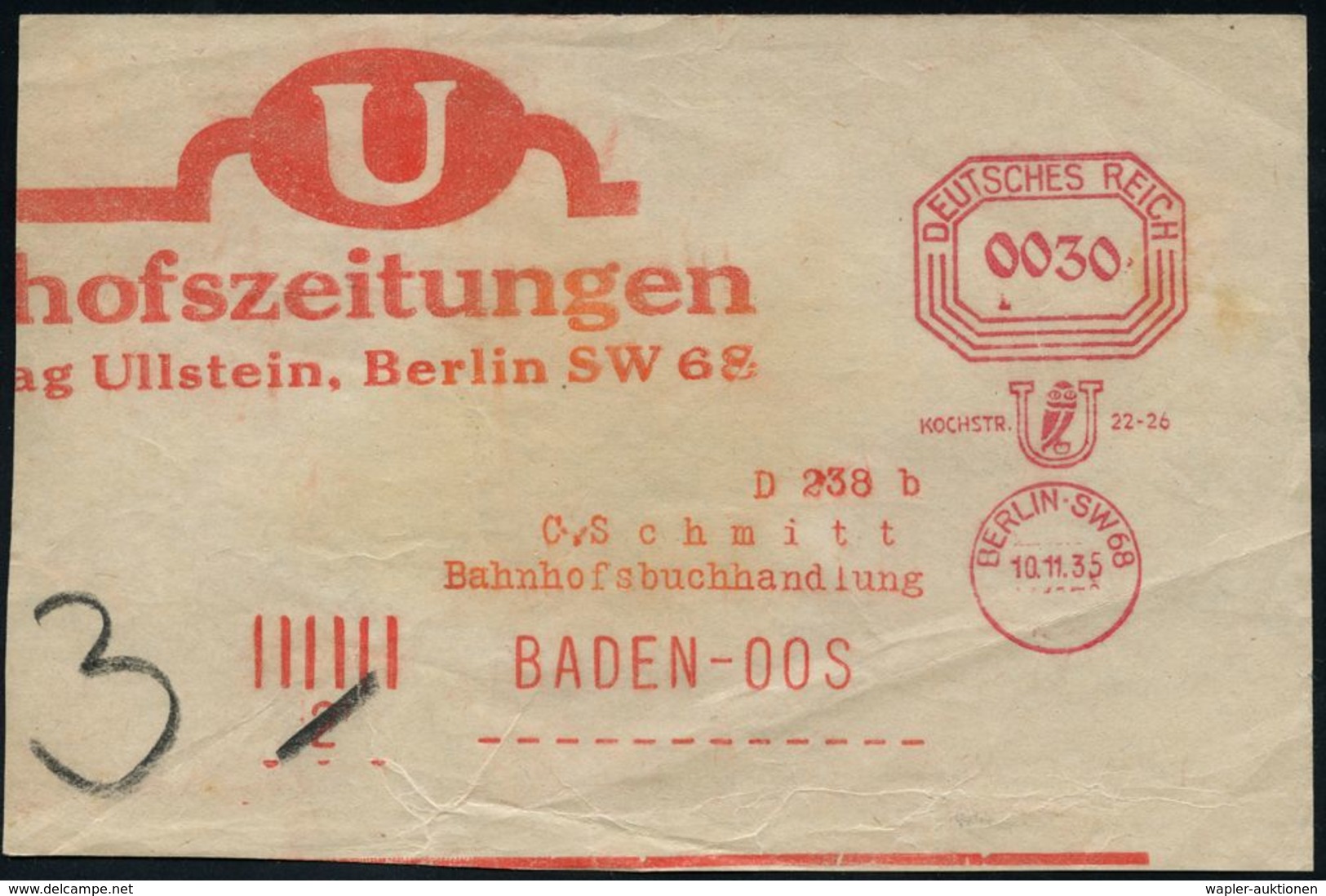 DIE NS-PRESSE / NS-ZEITUNGEN / NS-VERLAGE : BERLIN SW 68/ KOCHSTR.22-26/ U 1935 (10.11.) Seltener AFS-Typ Francotyp Acht - Autres & Non Classés