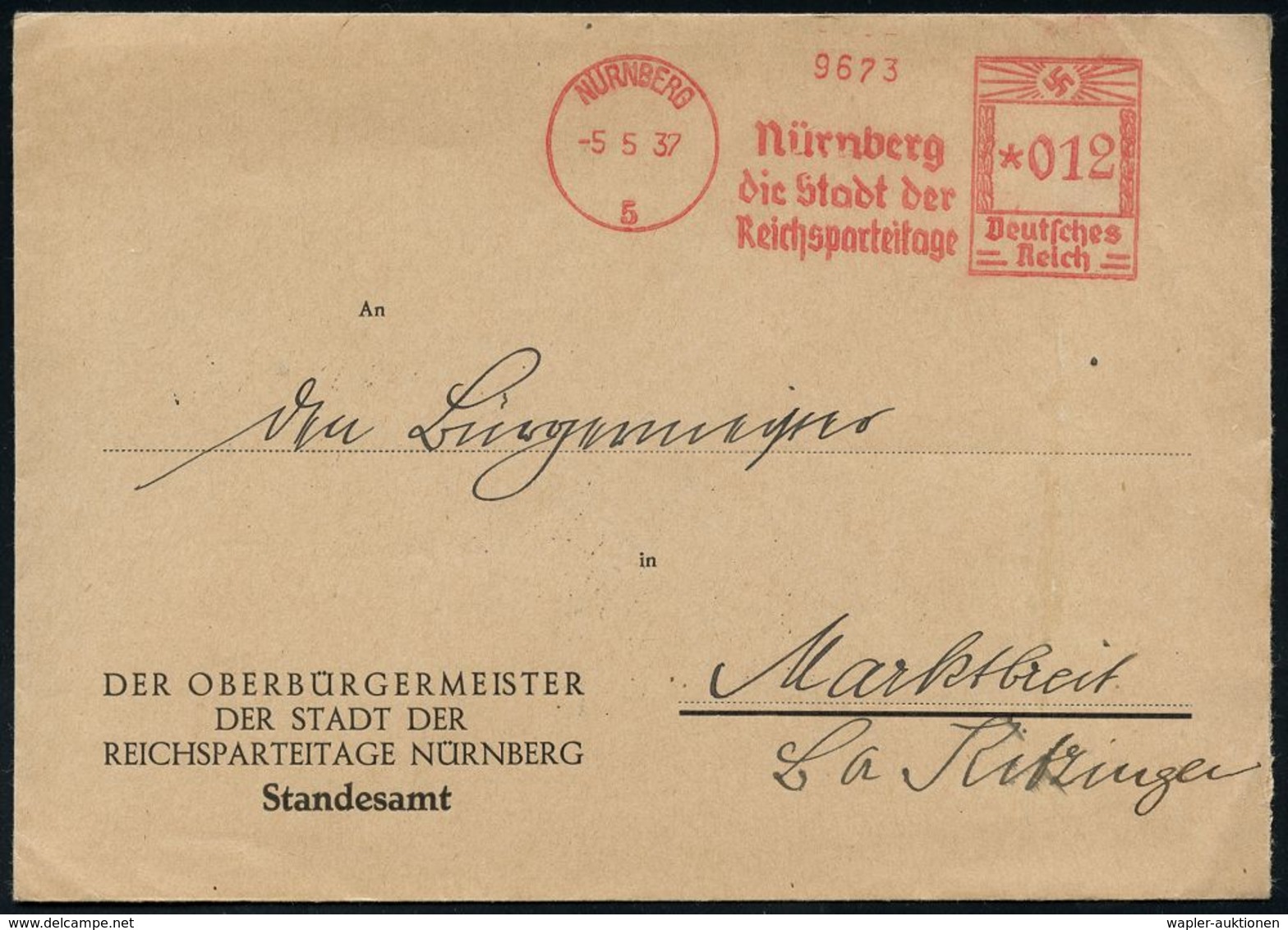 NATIONALSOZIALISTISCHE DEUTSCHE ARBEITERPARTEI / N.S.D.A.P. : NÜRNBERG/ 5/ ..die Stadt Der/ Reichsparteitage 1937 (5.5.) - Autres & Non Classés