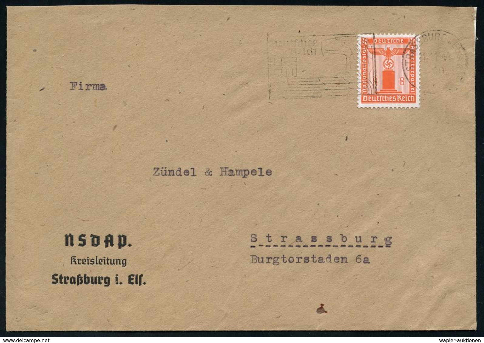 NATIONALSOZIALISTISCHE DEUTSCHE ARBEITERPARTEI / N.S.D.A.P. : STRASSBURG (ELS)/ 2/ Deutsches/ Reich 1944 (11.11.) Schw.  - Sonstige & Ohne Zuordnung