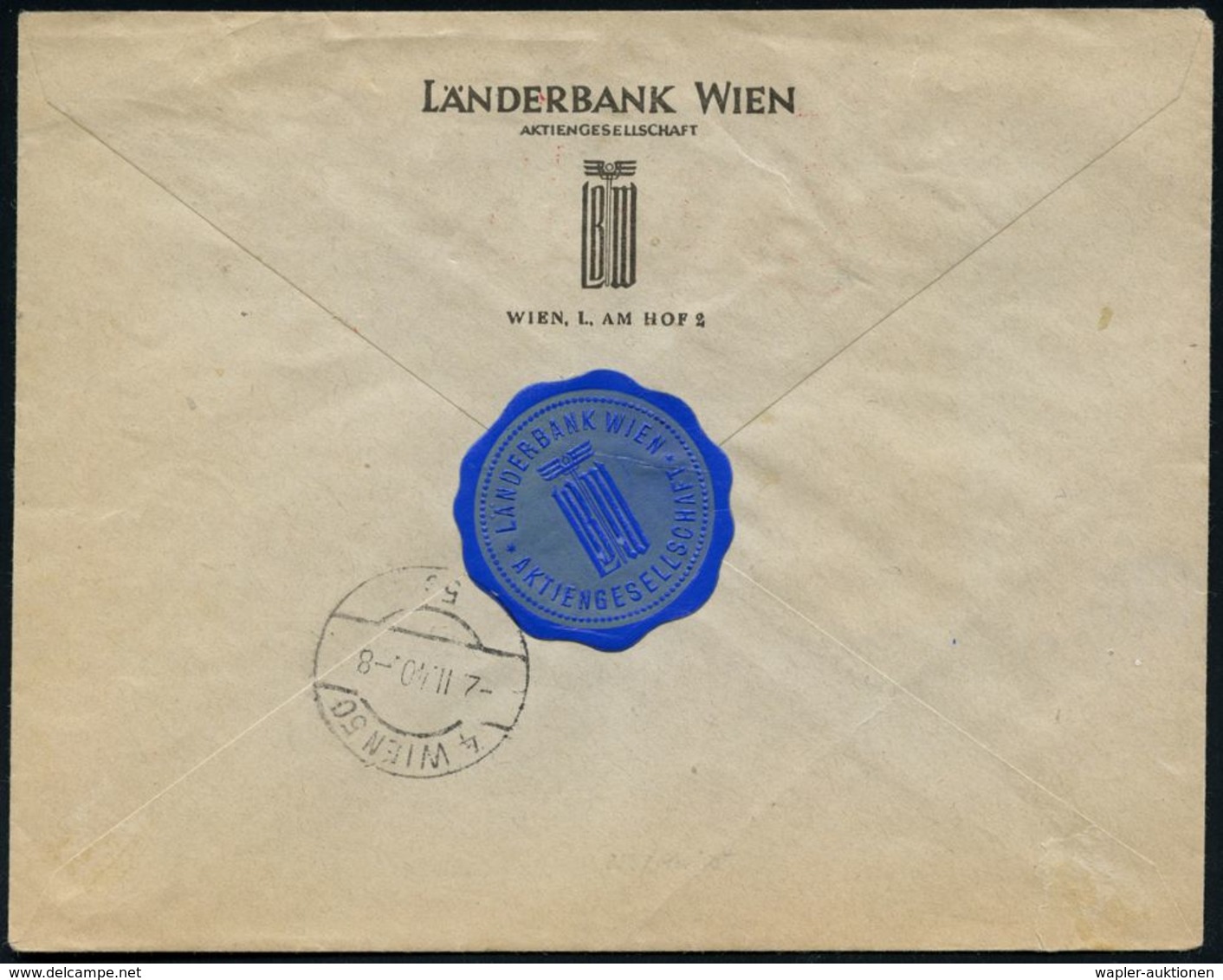 GESCHICHTE ÖSTERREICH 1938-45 / "OSTMARK" : WIEN 1/ Länderbank Wien/ AG 1940 (1.2.) Ehem. österr. AFS 038 Pf. Mit österr - Other & Unclassified