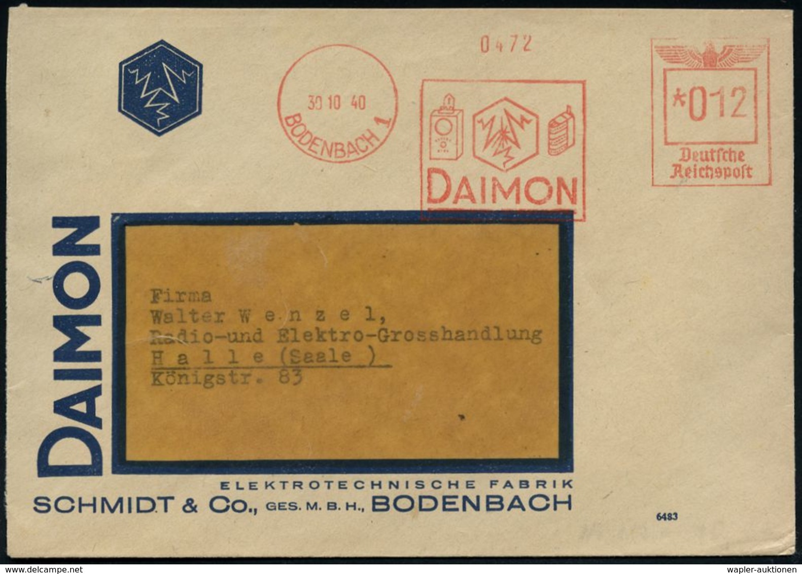 SUDETEN-KRISE & SUDETEN- & C.S.R.-BESETZUNG 1938-39 : BODENBACH 1/ DAIMON 1940 (30.10.) Aptierter, Tschechischer AFS Mit - Autres & Non Classés