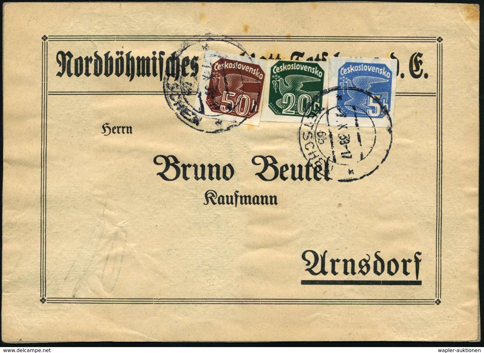 SUDETEN-KRISE & SUDETEN- & C.S.R.-BESETZUNG 1938-39 : TETSCHEN/ 6b 1938 (7.10.) Aptierter CSR-2K = Tschechischer Ort Ent - Autres & Non Classés
