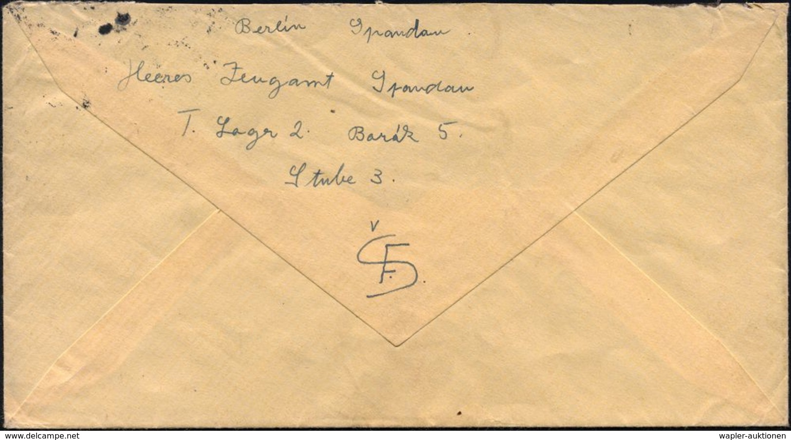 ZWANGSARBEIT / LAGER : BERLIN-SPANDAU 1/ G 1943 (27.10.) 2K-Steg Auf 2x 6 Pf. Hitler (1x Kl. Eckfehler) + Rs. Hs. Abs.:  - Sonstige & Ohne Zuordnung