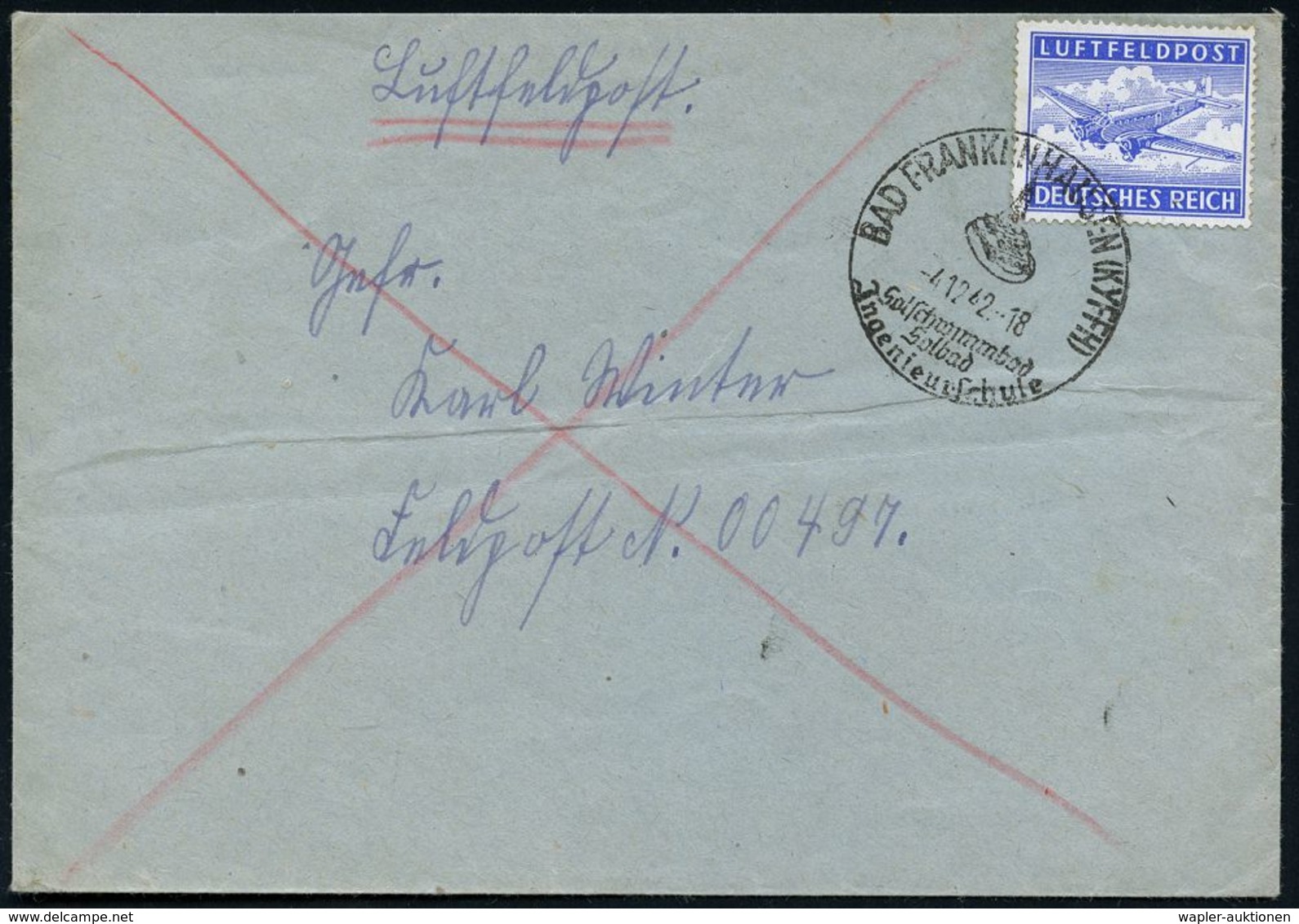 II. WELTKRIEG (1939 - 1945) : BAD FRANKENHAUSEN (KYFFH)/ ..Solbad/ Jngenieurschule 1942 (4.12.) HWSt = Kyffhäuser-Denkma - Guerre Mondiale (Seconde)