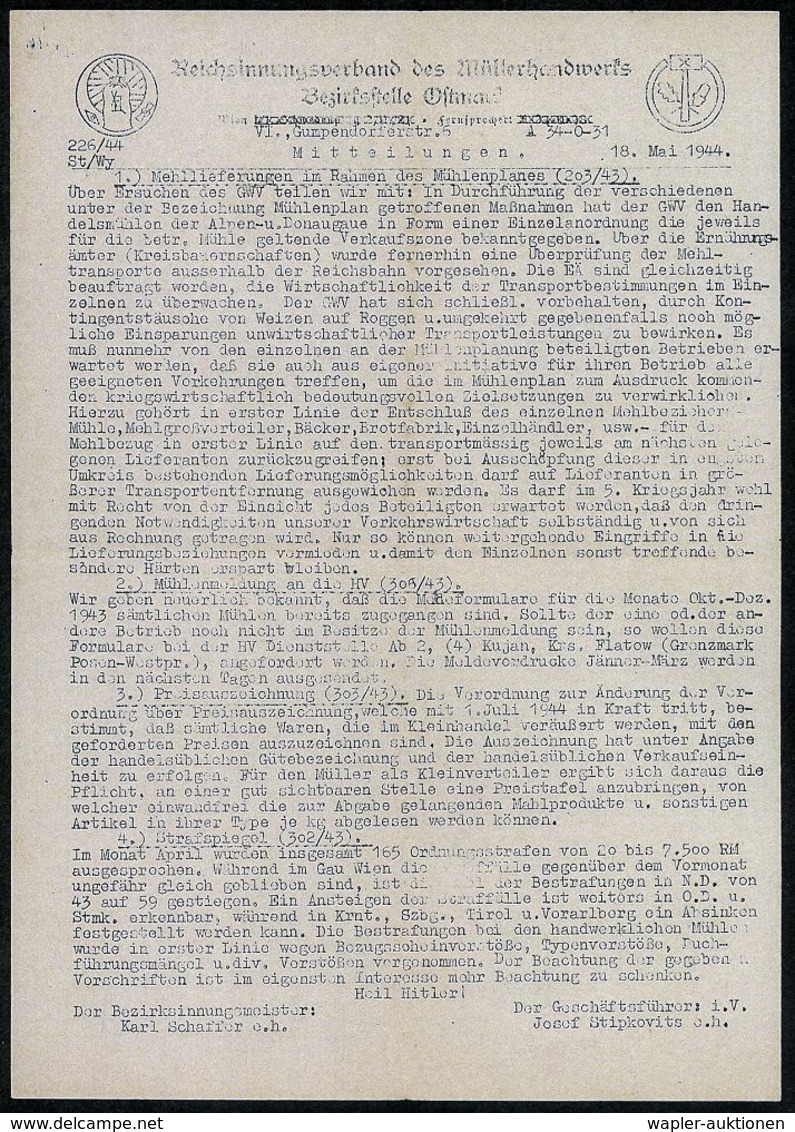II. WELTKRIEG (1939 - 1945) : WIEN 1/ A/ Deutsches/ Reich 1944 (18.5.) PFS 3 Pf. "Adlerkopf/Hakenkreuz" AufDienst-Falt-B - WW2