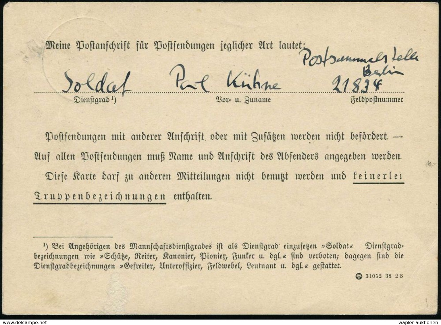 II. WELTKRIEG (1939 - 1945) : DEUTSCHES REICH 1939 (11.9.) 1K: FELDPOST/b/278 Mit Takt. Nr. (Mi.62 + 20.- EUR) Klar Gest - Guerre Mondiale (Seconde)