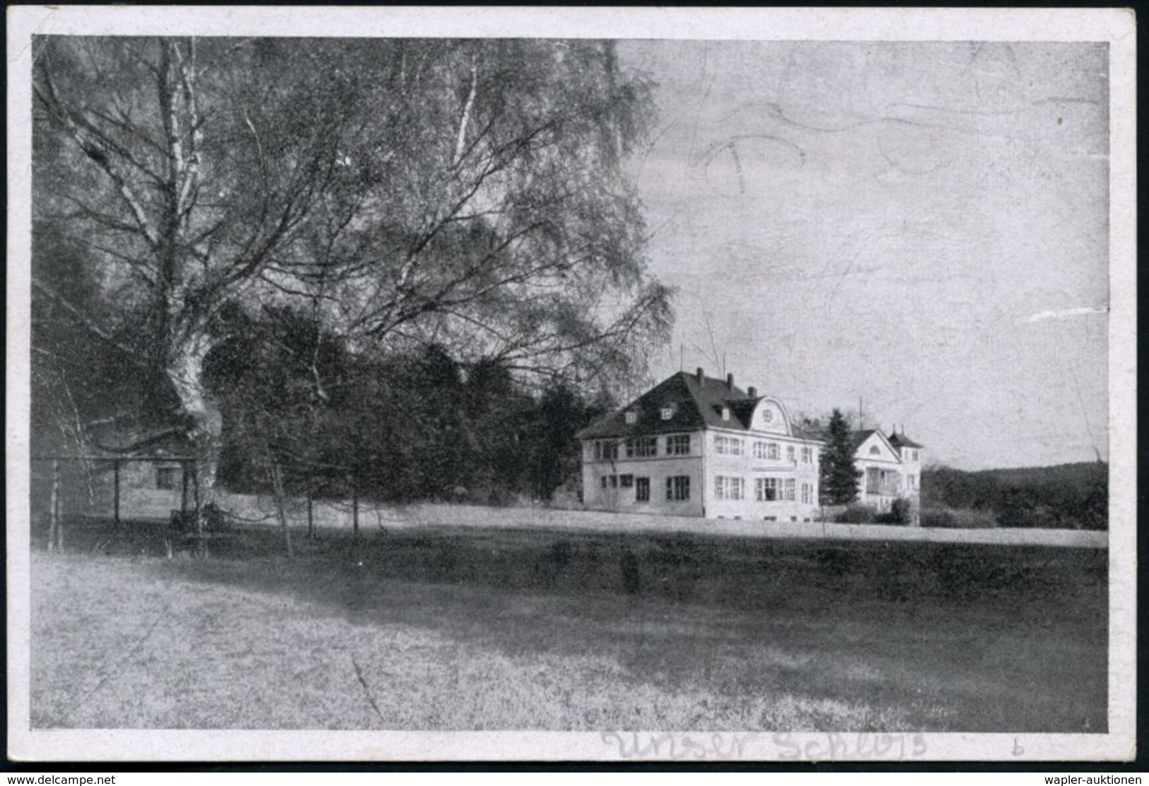 KINDERLANDVERSCHICKUNG (KLV) / KLV-LAGER : Kuhfrass 1945 (11.4.) Viol. 3L: K L V. - Lager (Thür. 216)/ Schloss Hirschhüg - WW2