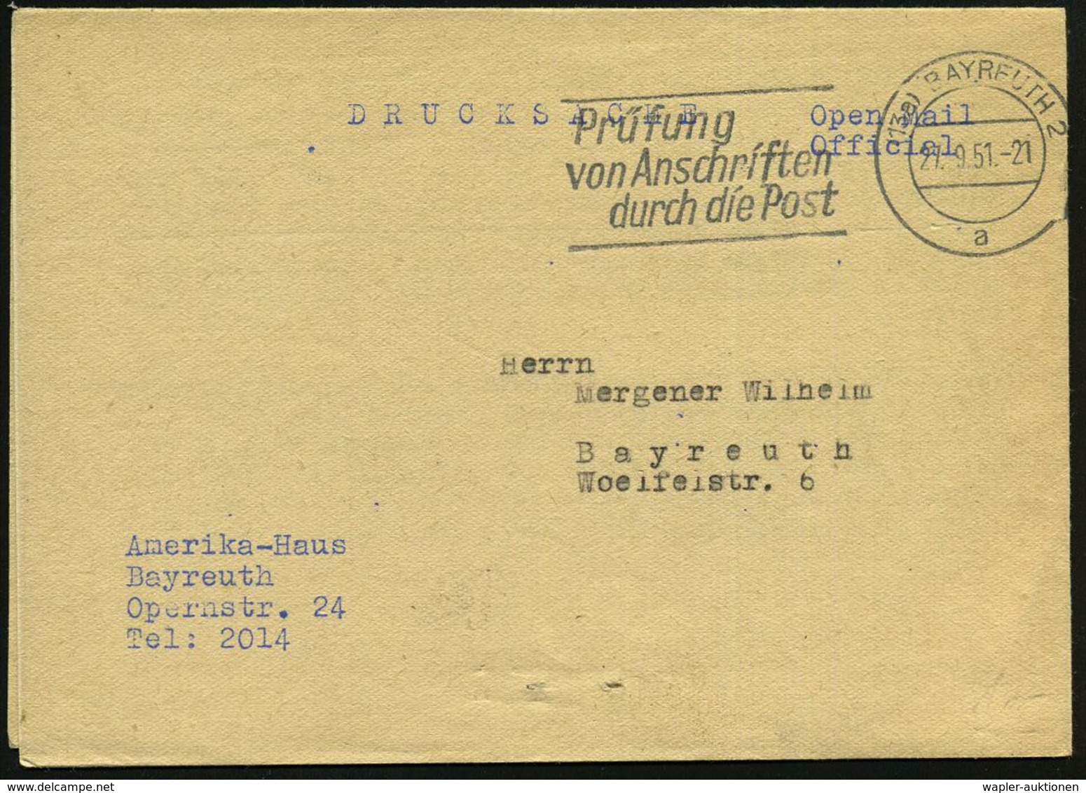 DIE ALLIIERTEN SIEGERMÄCHTE DES II.WELTKRIEGES: U.S.A. / U.D.S.S.R. / GROSSBRITANNIEN / FRANKREICH Etc. : (13a) BAYREUTH - WW2 (II Guerra Mundial)