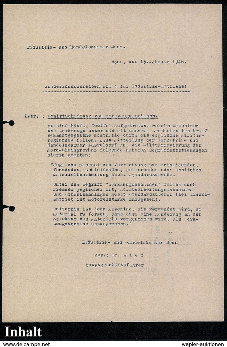 DEUTSCHLAND NACH DEM 8. MAI 1945: ALLIIERTE BESETZUNG / KONTROLLRAT : BONN/ B/ DEUTSCHES REICH 1945 (16.2.) PFS 3 Pf. Ac - Autres & Non Classés