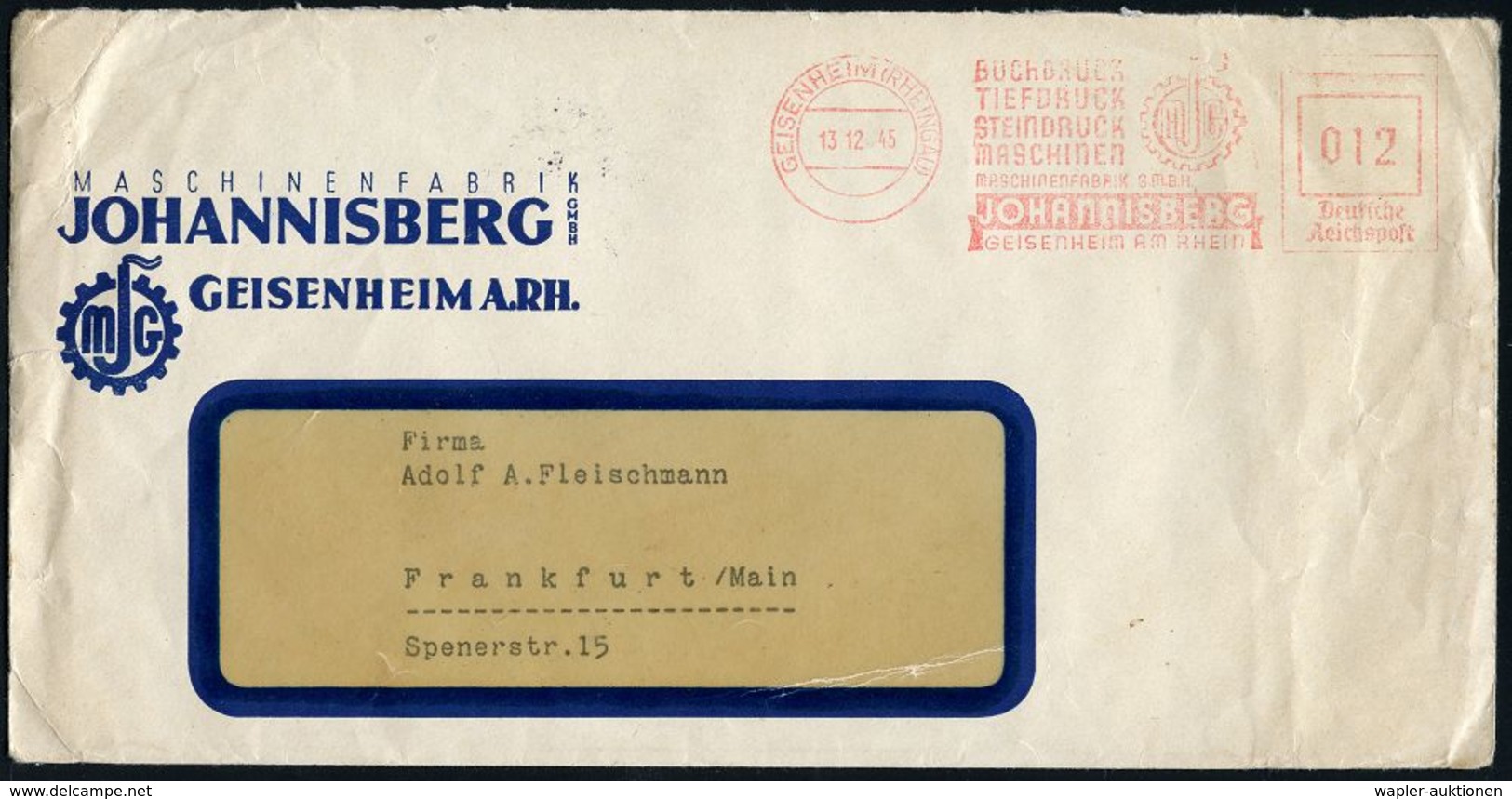 DEUTSCHLAND NACH DEM 8. MAI 1945: ALLIIERTE BESETZUNG / KONTROLLRAT : GEISSENHEIM  (RHEINGAU)/ BUCHDRUCH/ TIEFDRUCK/ STE - Autres & Non Classés