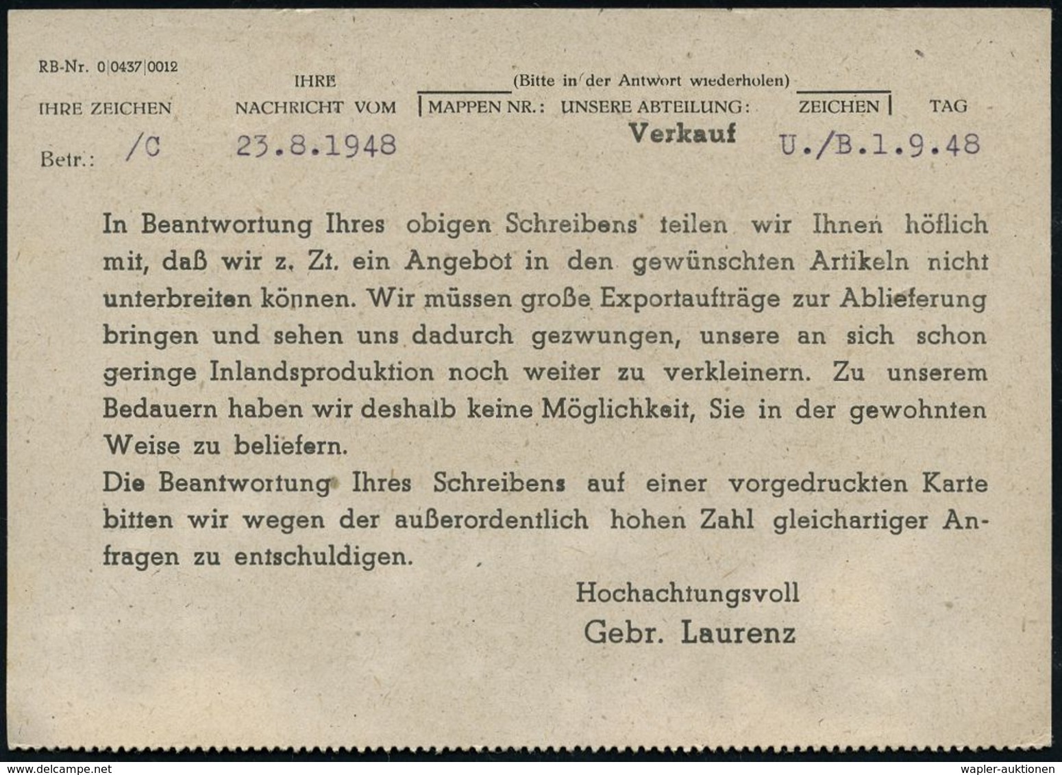 DEUTSCHLAND NACH DEM 8. MAI 1945: ALLIIERTE BESETZUNG / KONTROLLRAT : OCHTRUP/  G L 1945/48 AFS Francotyp "Mäanderrechte - Autres & Non Classés