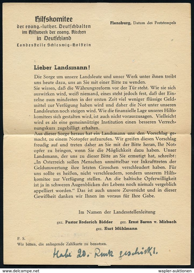 WESTZONEN / BIZONE / TRIZONE (BIS 1949) : FLENSBURG 3/ Reichspost/ Gebühr Bezahlt 1948 (8.6.) Seltener PFS Auf Interess. - Autres & Non Classés