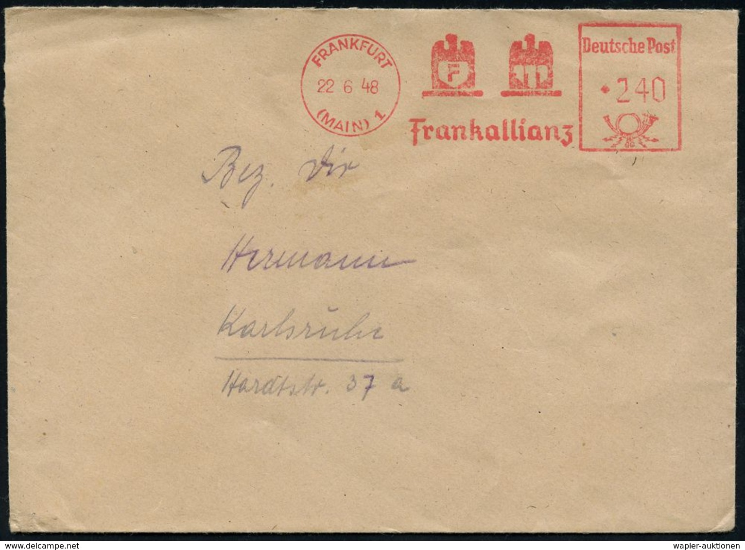 WESTZONEN / BIZONE / TRIZONE (BIS 1949) : FRANKFURT/ (MAIN)1/ Frankallianz 1948 (22.6.) AFS 240 Pf. Zehnfach-Frankatur!  - Other & Unclassified