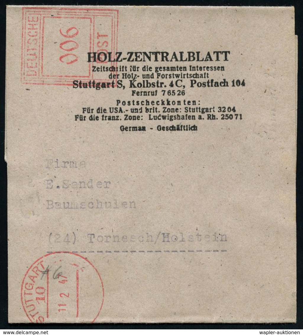 WESTZONEN / BIZONE / TRIZONE (BIS 1949) : STUTTGART/ 10 1946/47 Aptierter AFS Francotyp "Deutsche Reichspost", Reichsadl - Autres & Non Classés