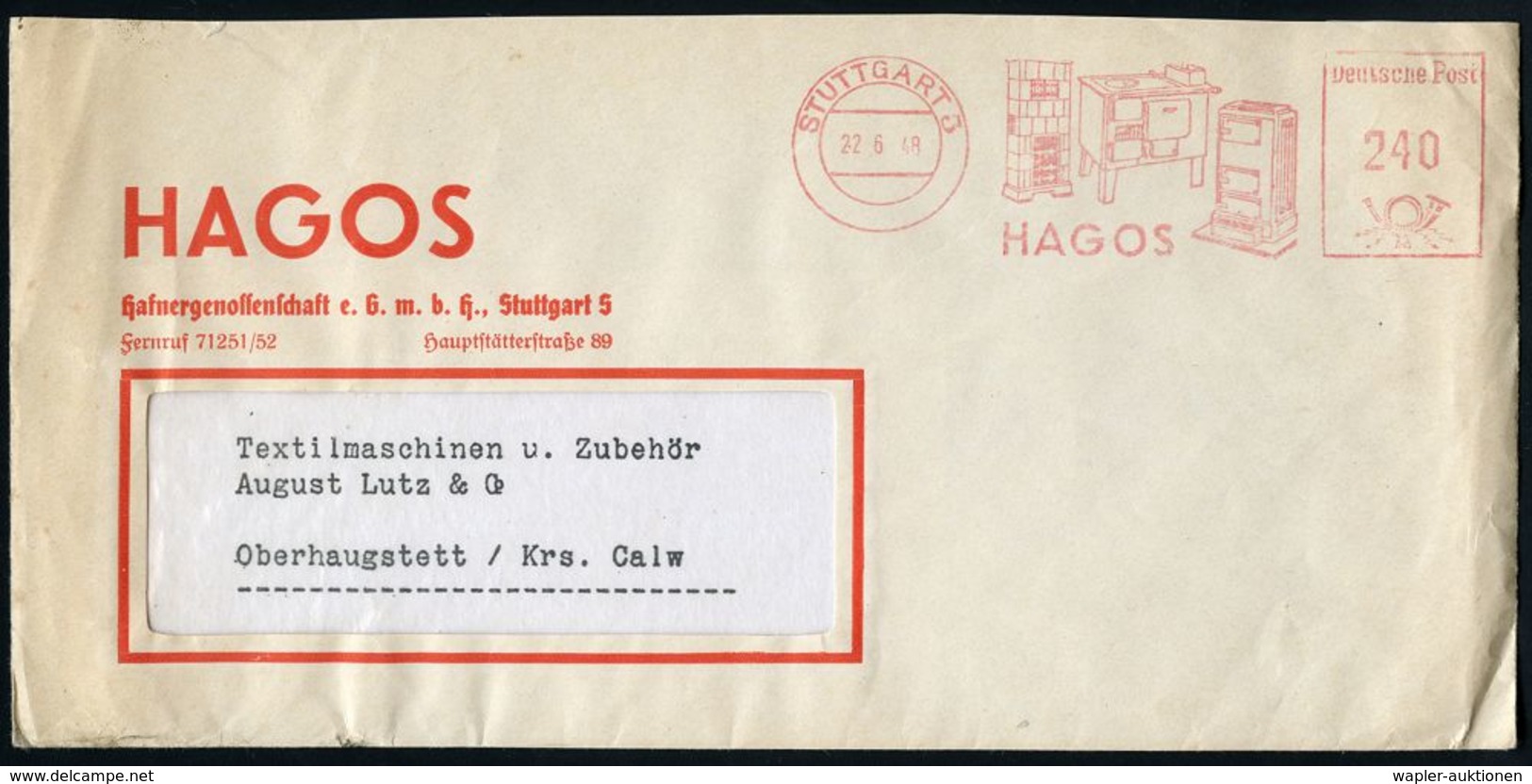 WESTZONEN / BIZONE / TRIZONE (BIS 1949) : STUTTGART 3/ HAGOS 1948 (22.6.) Seltener AFS 240 Pf. Zehnfach-Frankatur = Währ - Other & Unclassified