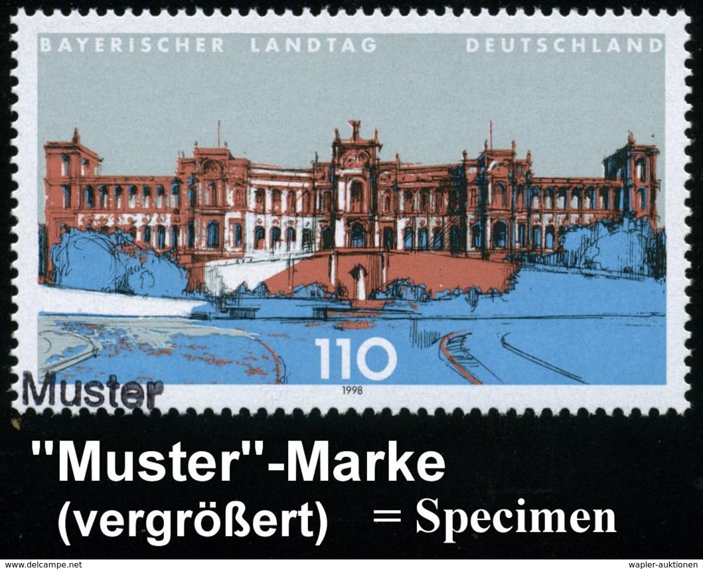 GESCHICHTE DER BUNDESREPUBLIK DEUTSCHLAND : München 1998 (März) 110 Pf. Landesparlament Bayern (München, Maximilianeum)  - Other & Unclassified