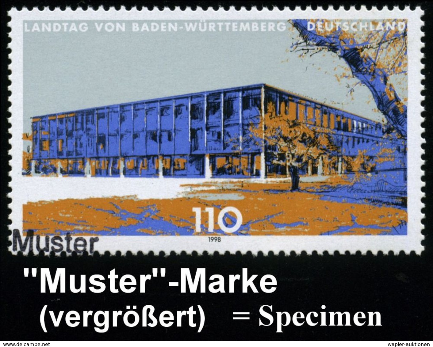 GESCHICHTE DER BUNDESREPUBLIK DEUTSCHLAND : Stuttgart 1998 (März) 100 Pf. Landtag Baden-Württemberg (Neubau Von 1961) Mi - Altri & Non Classificati