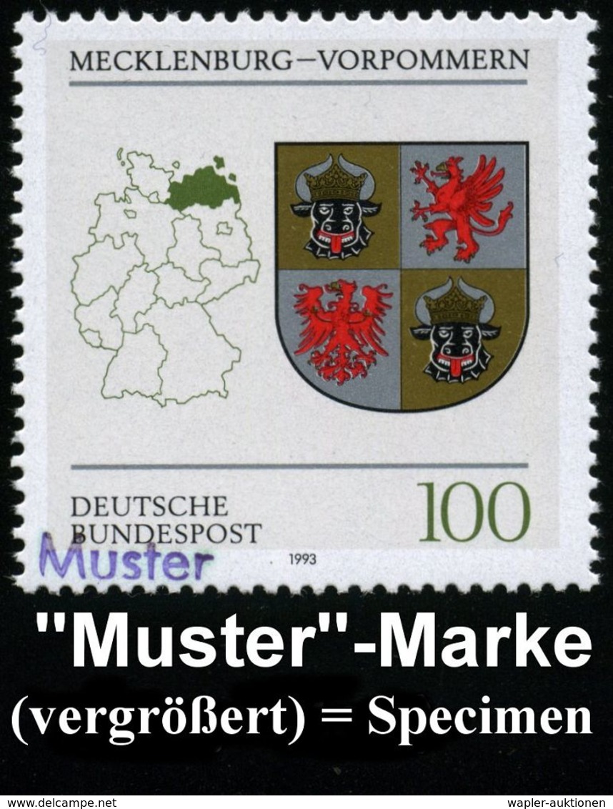 GESCHICHTE DER BUNDESREPUBLIK DEUTSCHLAND : B.R.D. 1993 (Juni) 100 Pf. Wappen Der Bundesländer: Land Mecklenburg-Vorpomm - Autres & Non Classés