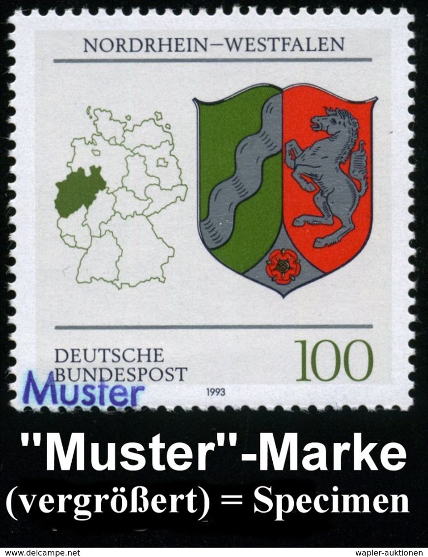 GESCHICHTE DER BUNDESREPUBLIK DEUTSCHLAND : B.R.D. 1993 (Aug.) 100 Pf. Wappen Der Bundesländer: Nordrhein-Westfalen Mit  - Sonstige & Ohne Zuordnung