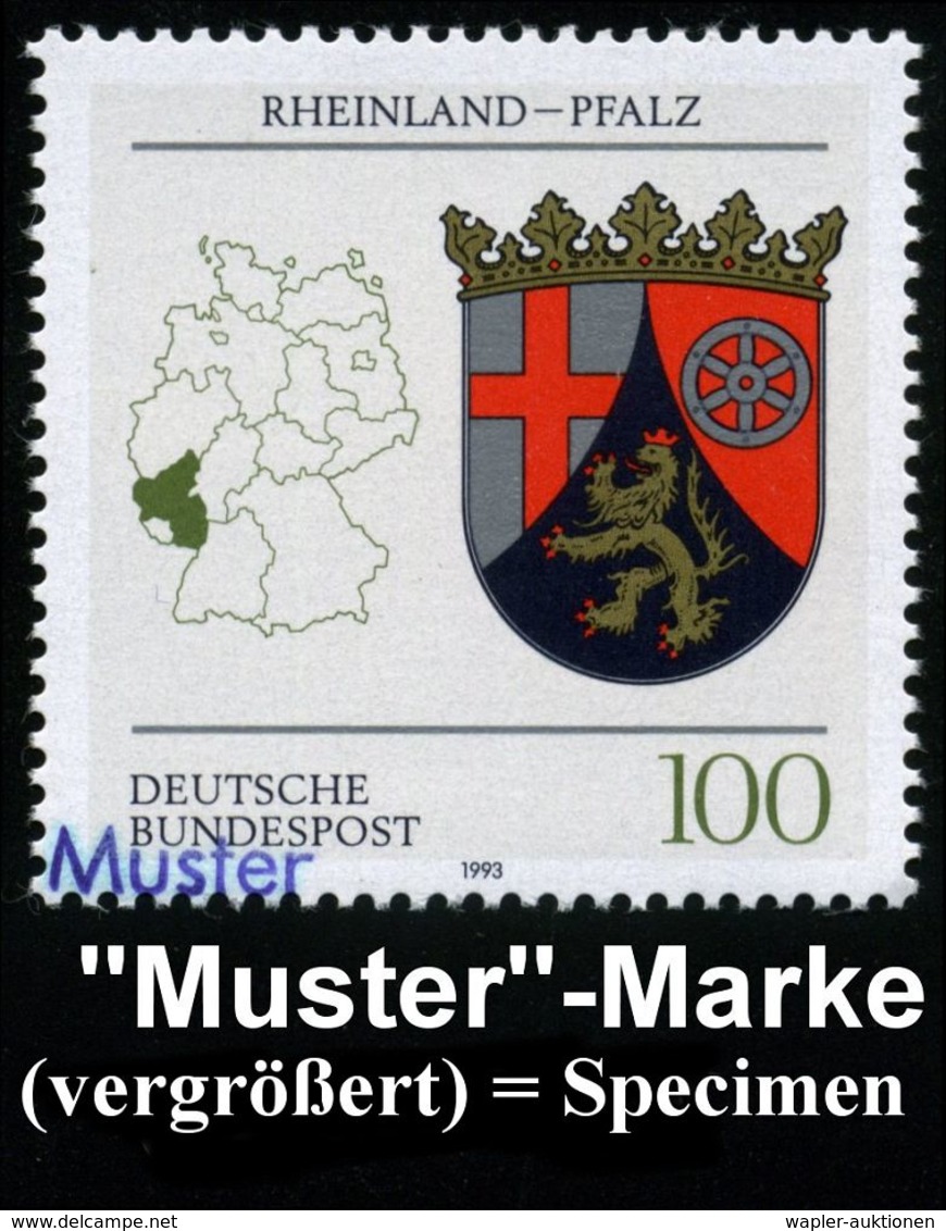 GESCHICHTE DER BUNDESREPUBLIK DEUTSCHLAND : B.R.D. 1993 (Sept.) 100 Pf. Wappen Der Bundesländer: Rheinland-Pfalz Mit Amt - Autres & Non Classés