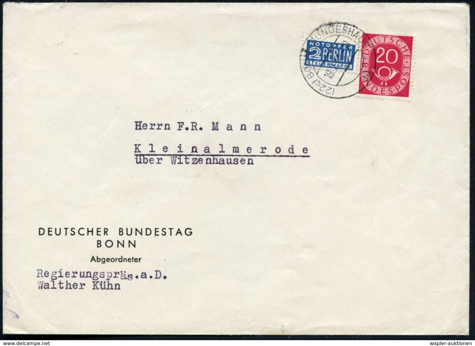 B.R.D.: REGIERUNGSINSTITUTIONEN / BUNDESTAG / BUNDESRAT / BUNDESPRÄSIDIALAMT : (22c) BONN  B U N D E S H A U S /  Aa 195 - Other & Unclassified