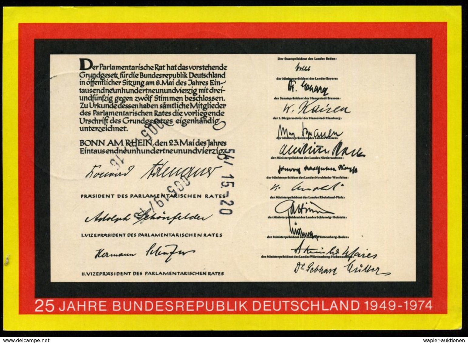 B.R.D.: REGIERUNGSINSTITUTIONEN / BUNDESTAG / BUNDESRAT / BUNDESPRÄSIDIALAMT : 53 BONN 12/ BUNDES-HAUS 1974 (15.5.) HWSt - Autres & Non Classés