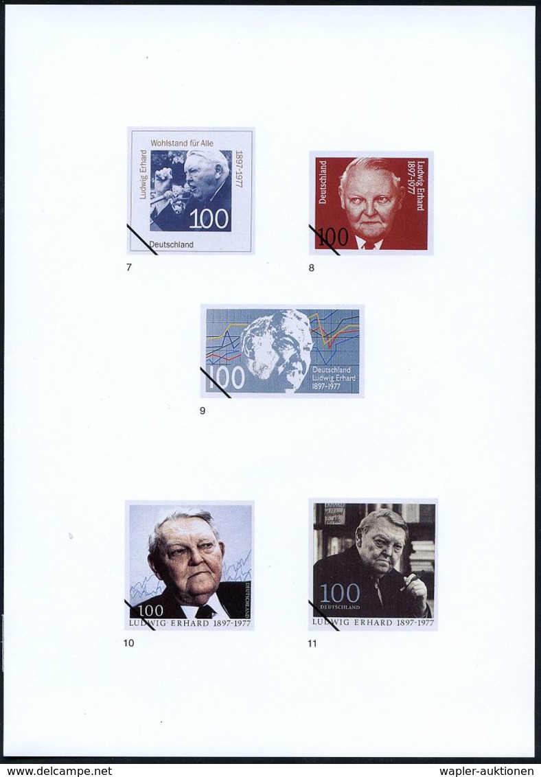 B.R.D.-BUNDESPRÄSIDENTEN & BUNDESKANZLER : B.R.D. 1996 (Dez.) 100 Pf. "100. Geburtstag Ludw. Erhard", 21 Verschied. Colo - Other & Unclassified