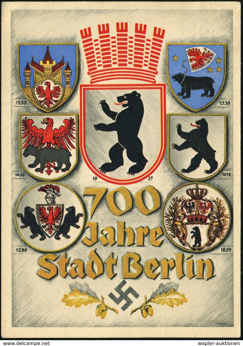 GESCHICHTE VON BERLIN : BERLIN FAHRBARES POSTAMT/ 700 Jahre Berlin 1937 (17.8.) SSt Auf Jubil.-Color-Kt: 700 Jahre Berli - Autres & Non Classés